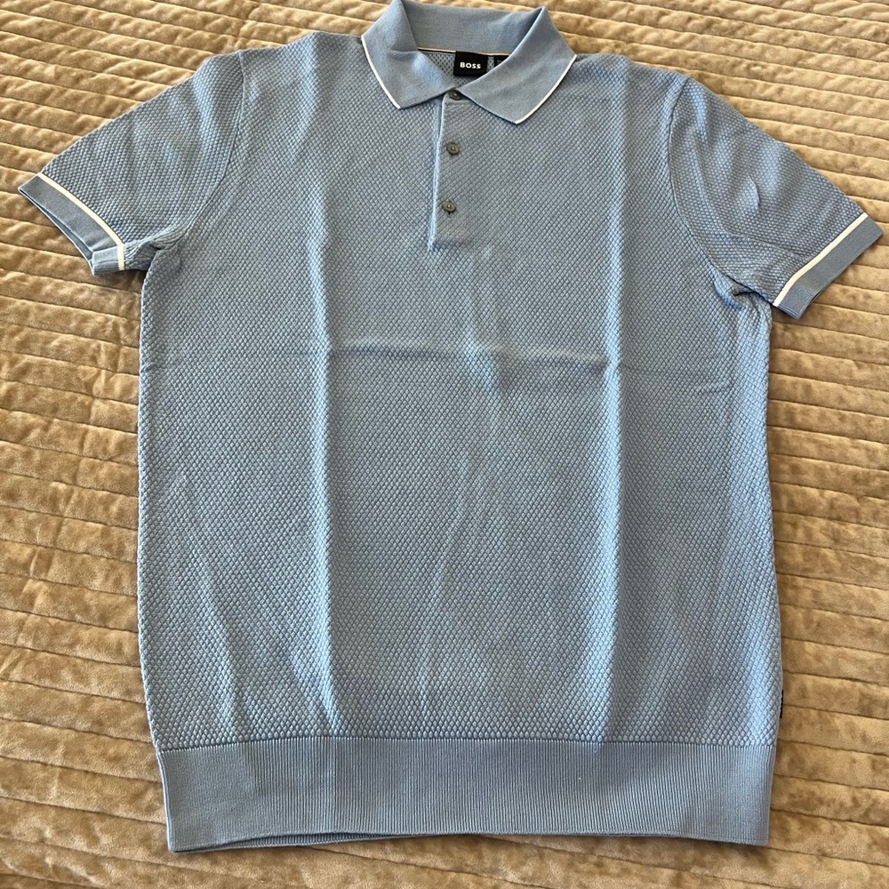 Hugo boss blue sweater polo shirt size small pants-medium